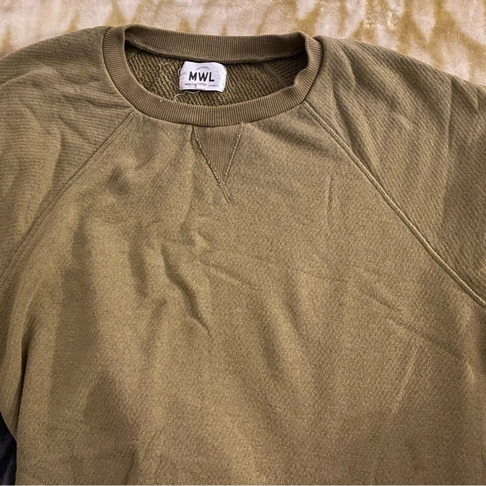 Madewell Sweatshirt Dress - XL - olive green 100% cotton